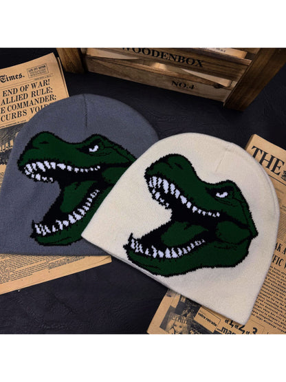 Haila - Dinosaur Graphic Knit Slouchy Beanie