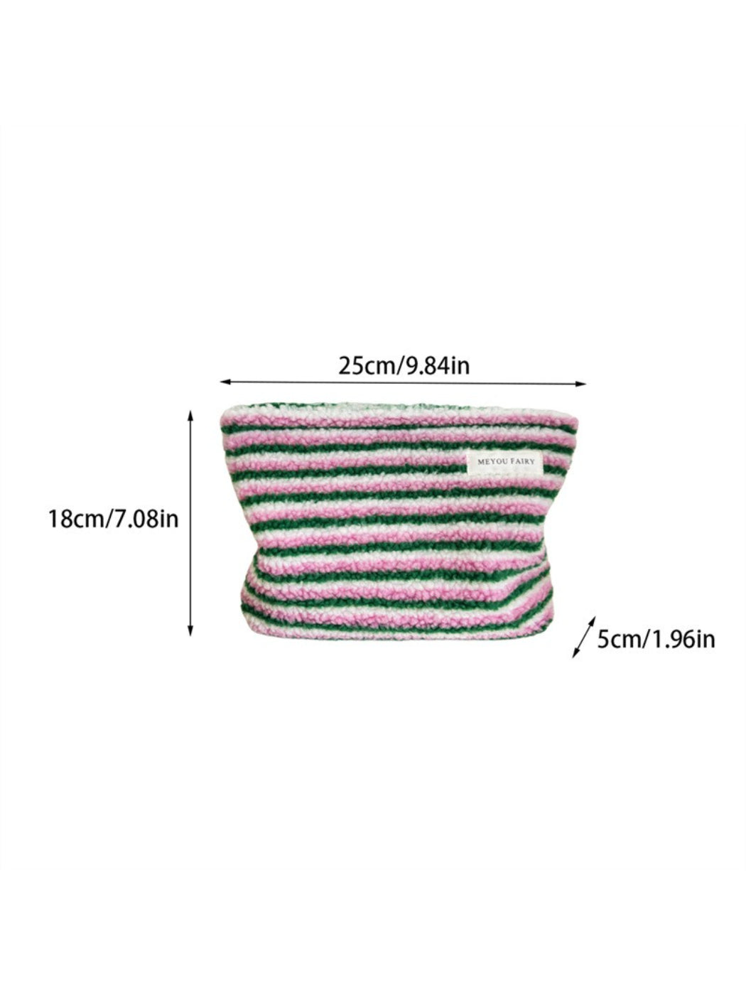 Cosbai - Plush Heart And Stripe Pouch