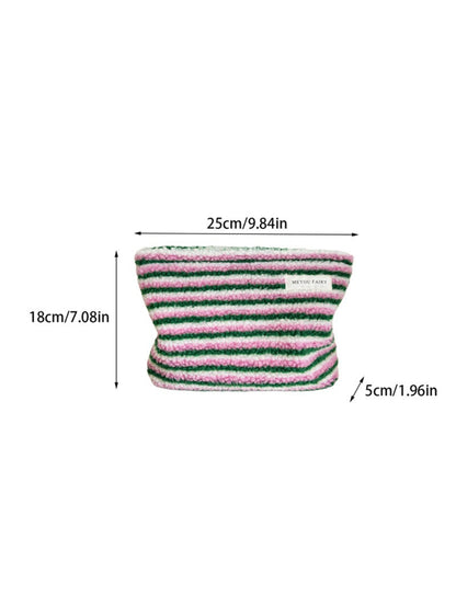 Cosbai - Plush Heart And Stripe Pouch