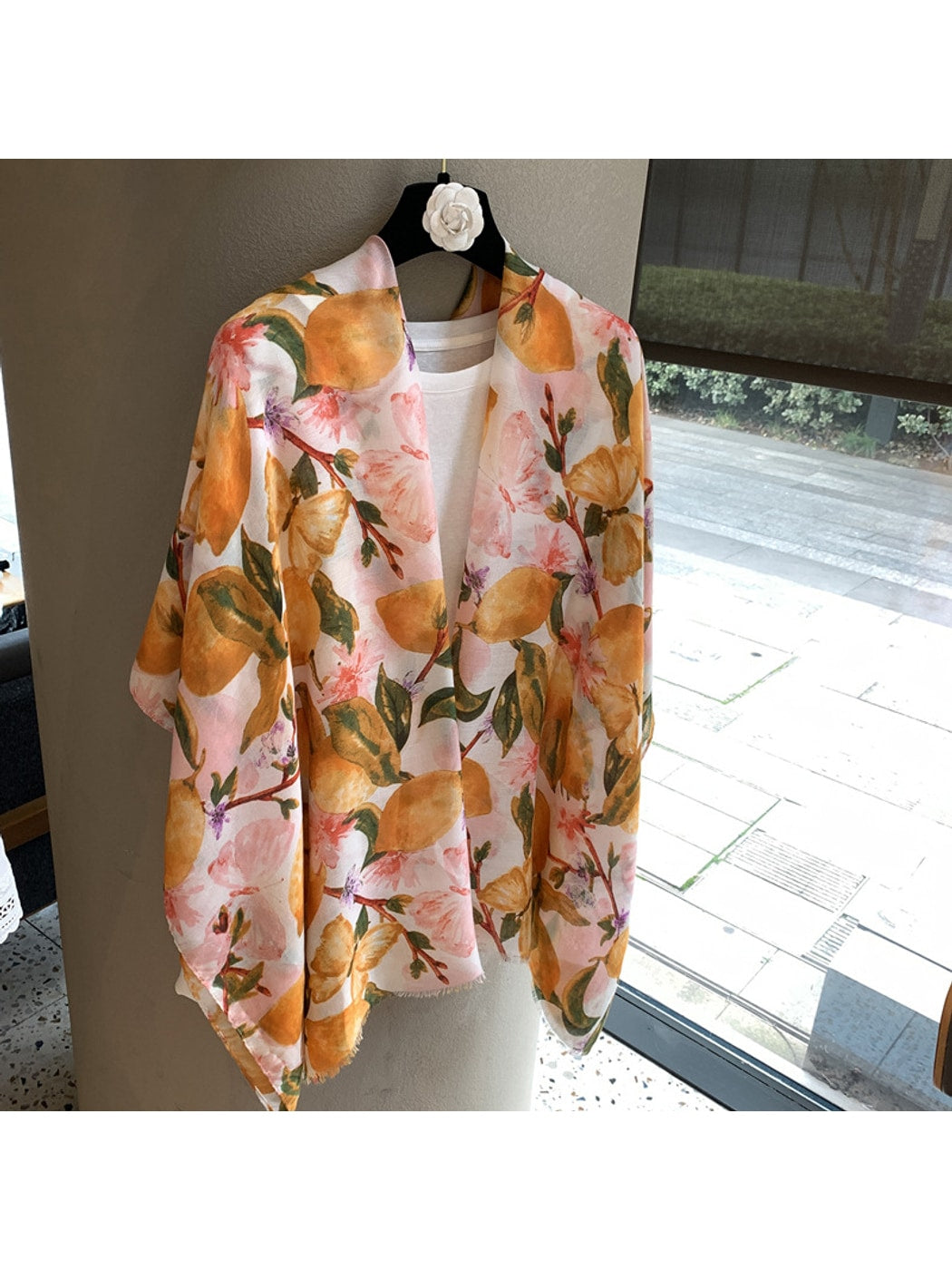 Scarvii - Lemon Print Rectangular Wrap Scarf