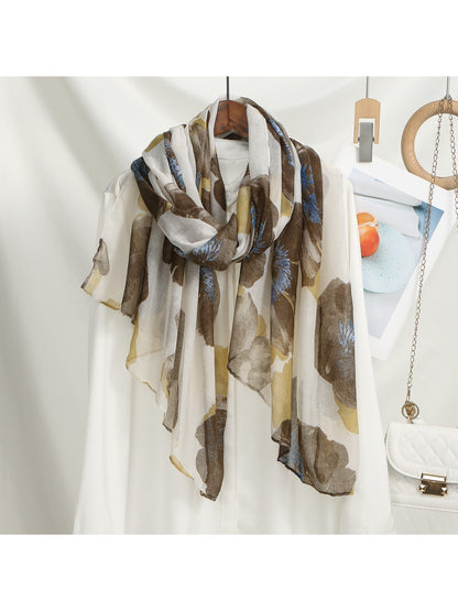 Scarvii Abstract Floral Print Lightweight Scarf