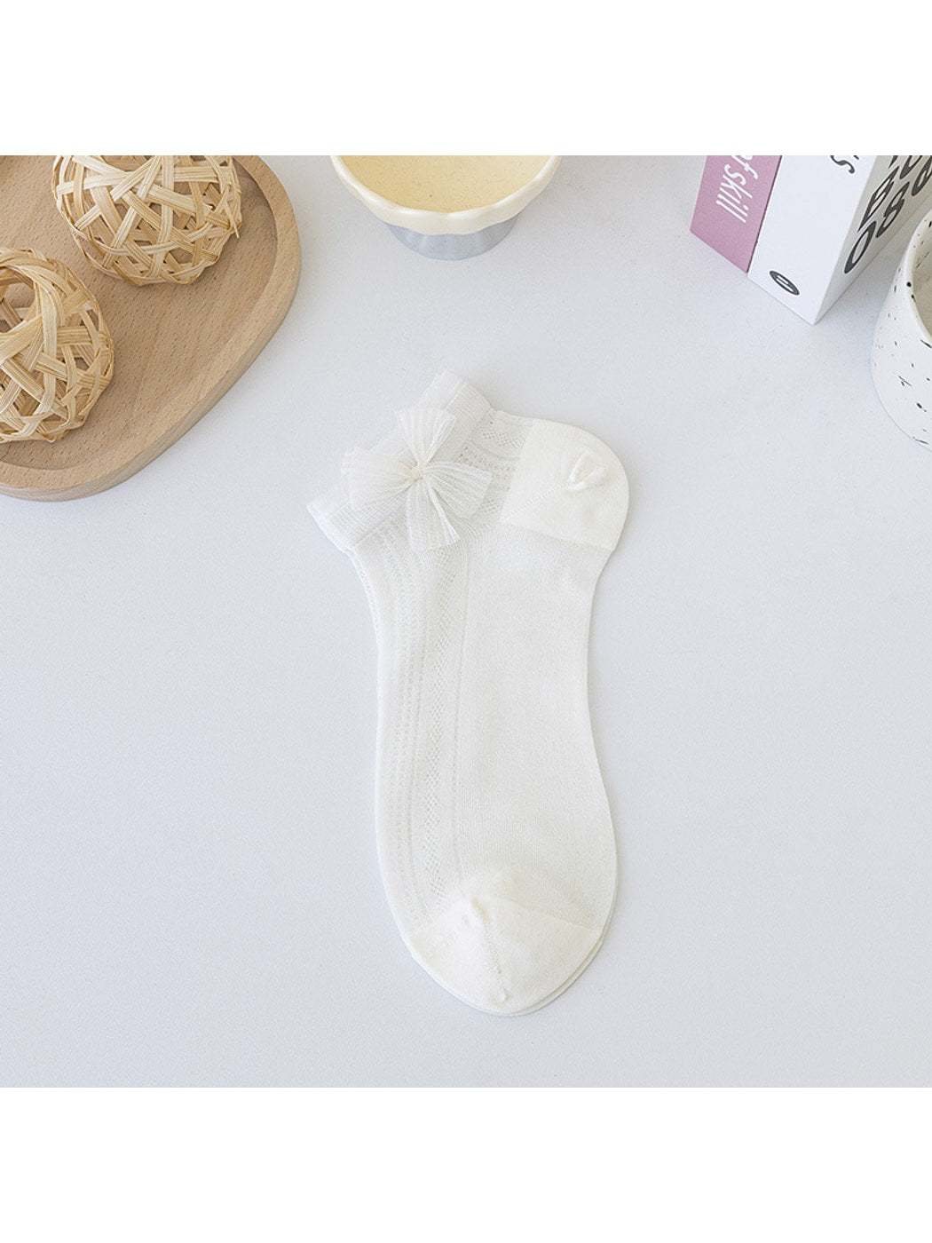 Rufia - Sweet Muted Bow Casual Ankle Socks