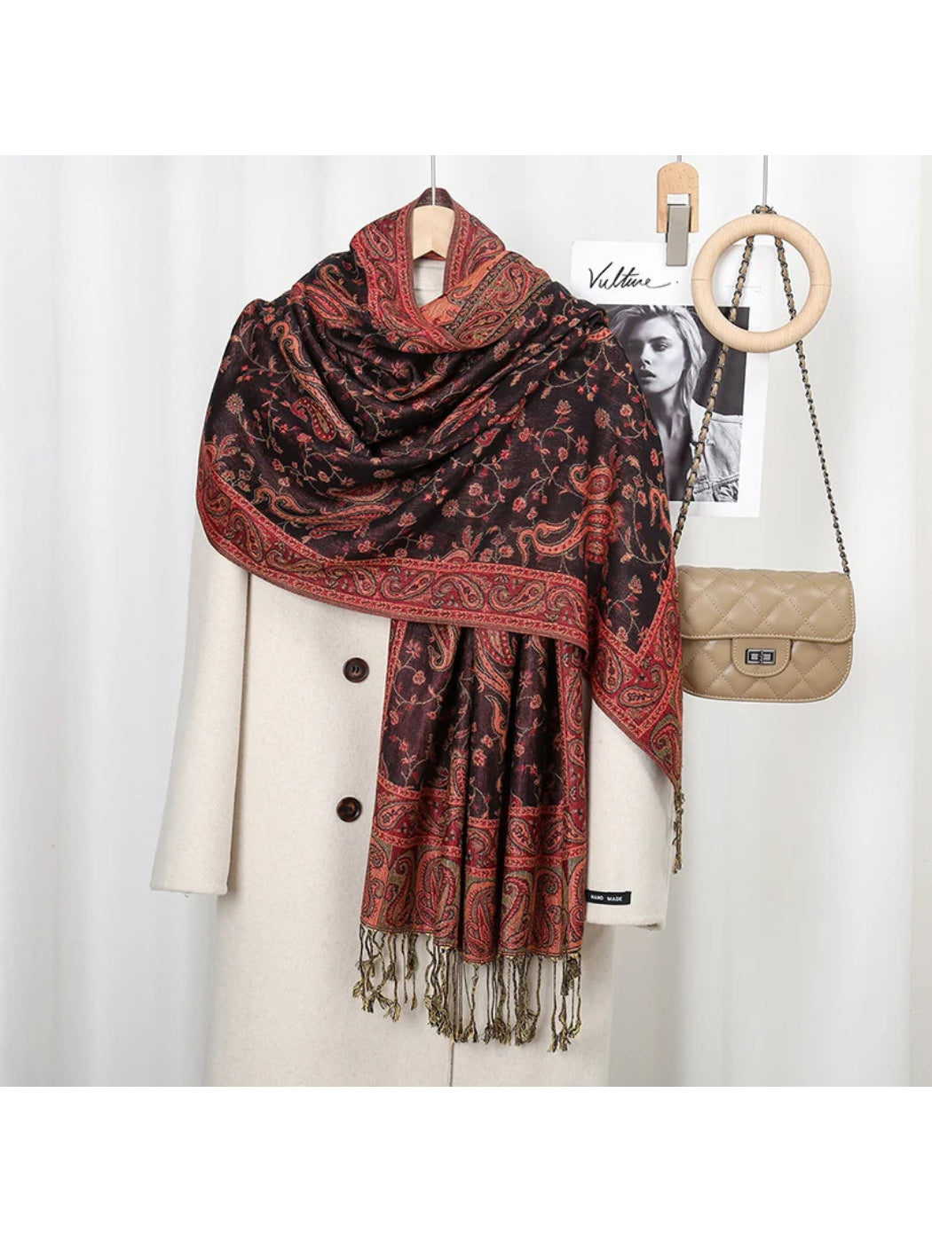 Scarvii - Paisley Floral-Vine Fringe Scarf