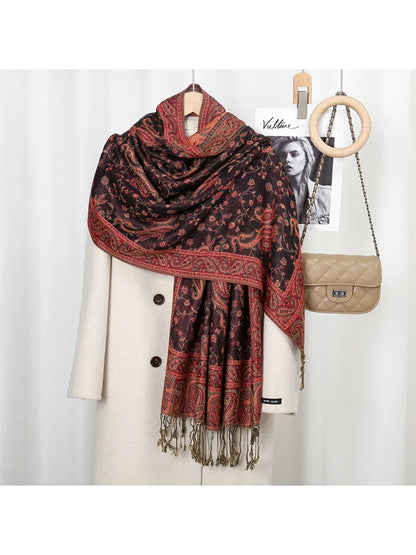 Scarvii - Paisley Floral-Vine Fringe Scarf