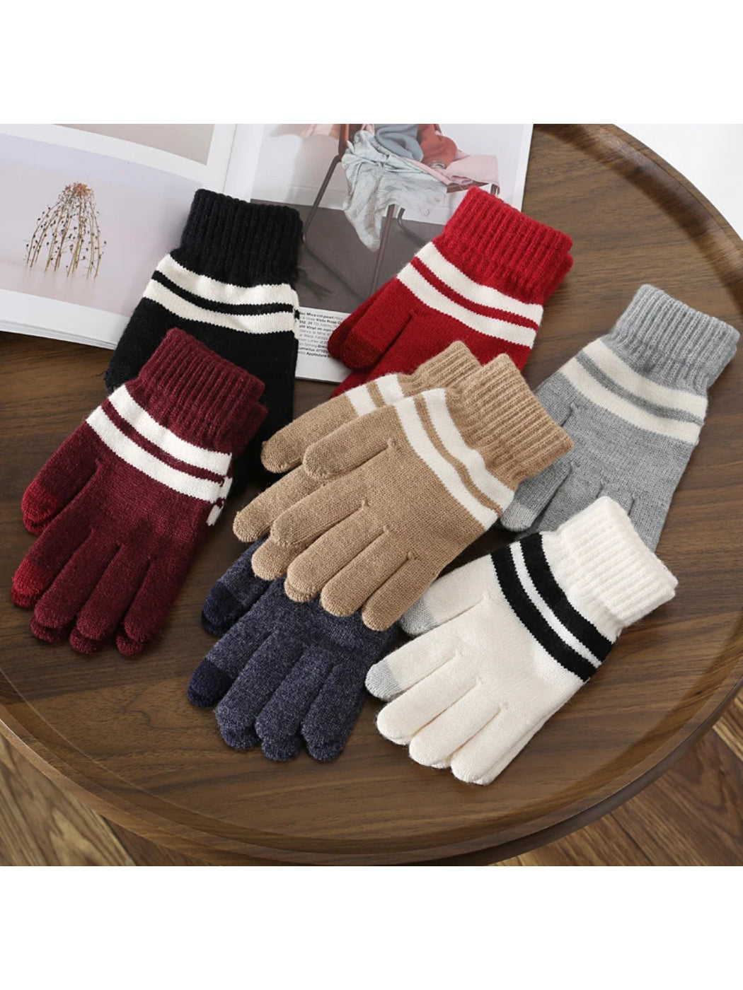Gloving - Striped Knit Winter Gloves