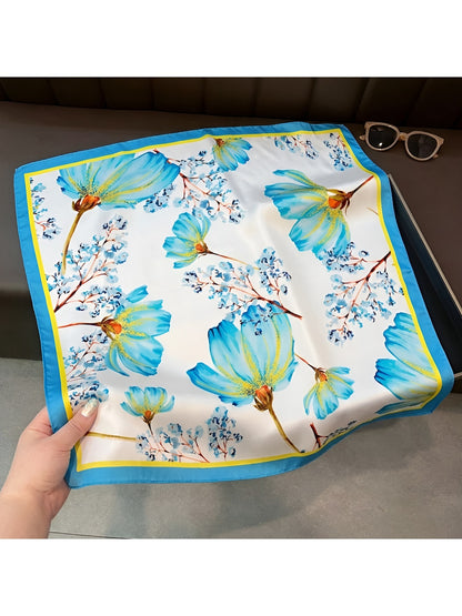Scarvii - Floral Border Print Styling Square Scarf