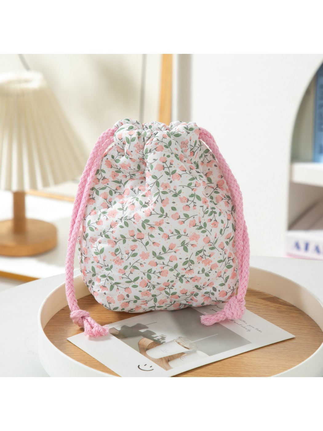 Cosbai - Elegant Floral Pattern Drawstring Pouch