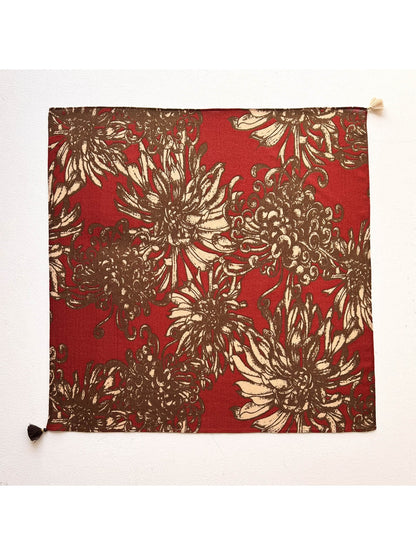 Scarvii - Warm Tone Floral Print Fashion Square Scarf