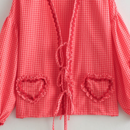 Crosa - Oversized Checkered Love Cardigan - Breezy Summer Cover-Up