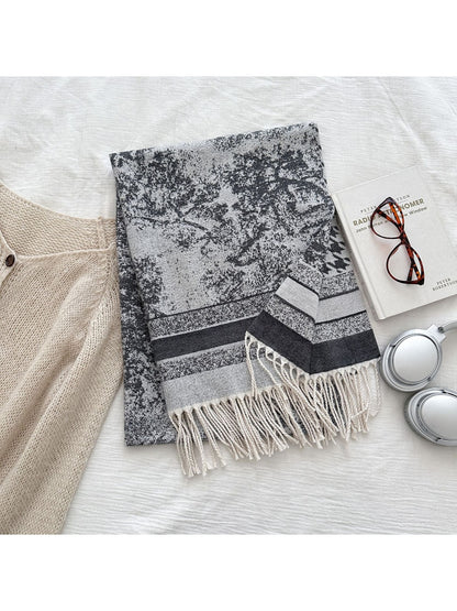 Scarvii - Abstract Border Fringed Winter Scarf