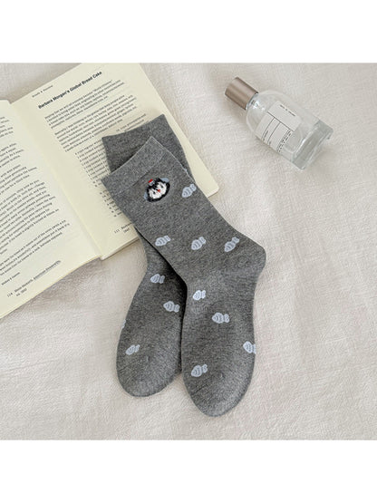 Rufia - Patterned Ribbed Cuff Crew Socks