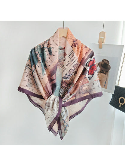 Scarvii Vintage Travel Collage Square Scarf