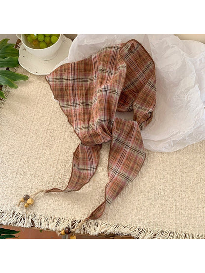 Scarvii Floral Plaid Beaded Triangle Scarf product image