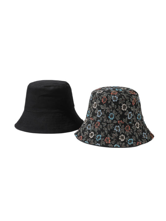 Side view of Haila reversible bucket hat showing floral design and brim