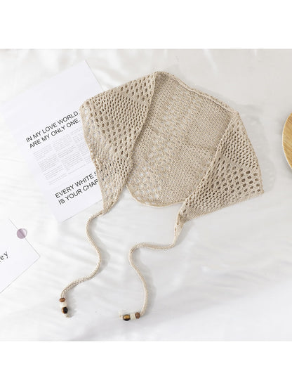 Scarvii - Openwork Beaded Tie Triangle Bandana