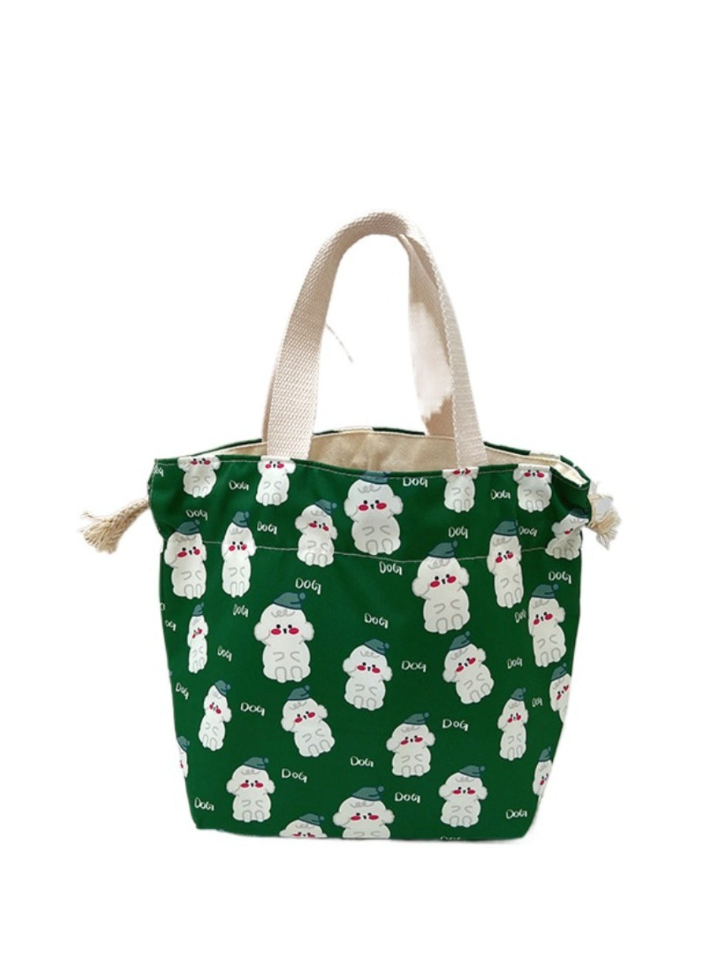 Cosbai cartoon small tote bag held by hand showing size comparison