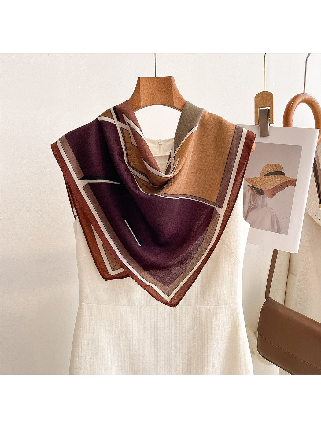Scarvii - Geometric Color Blocks Printed Square Scarf