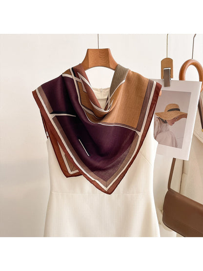 Scarvii - Geometric Color Blocks Printed Square Scarf