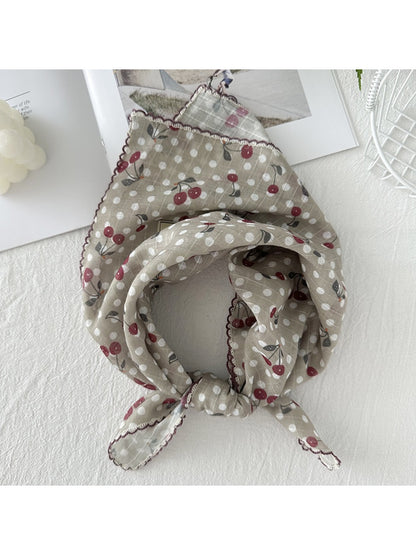 Scarvii - Vintage Cherry Pattern Polka Dot Neck Scarf