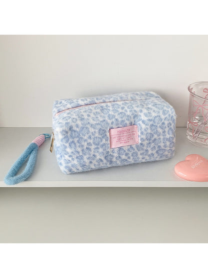 Cosbai Plush Leopard Print Cosmetic Storage Bag product photo 7