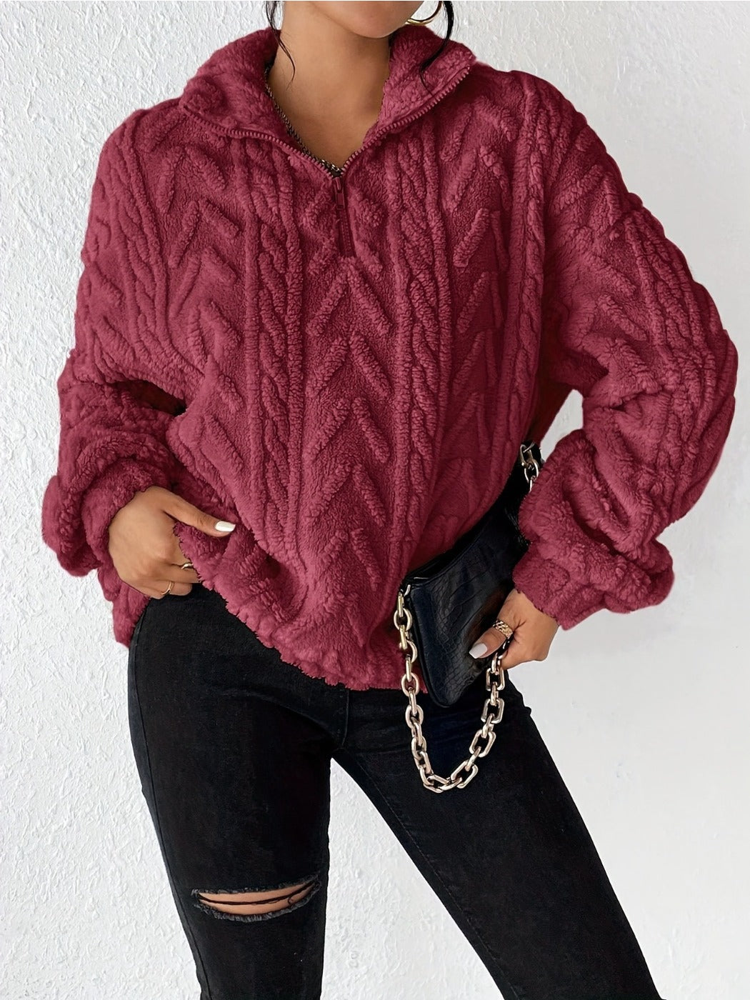 Crosa Casual Zip Pullover Sweatshirt for Women alternate product view