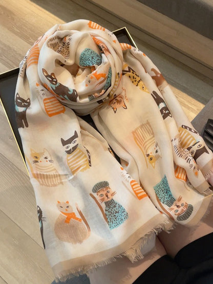 Scarvii - Playful Cat Print Scarf