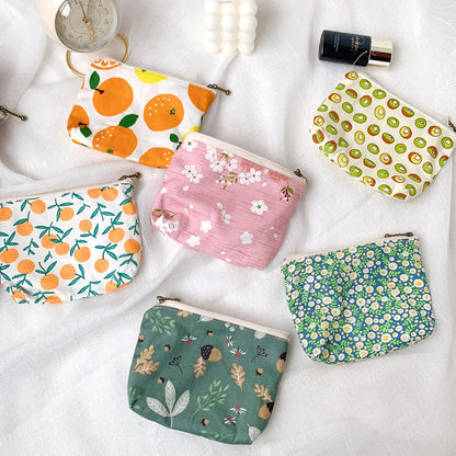 Cosbai canvas printed coin purse with colorful abstract design on white background