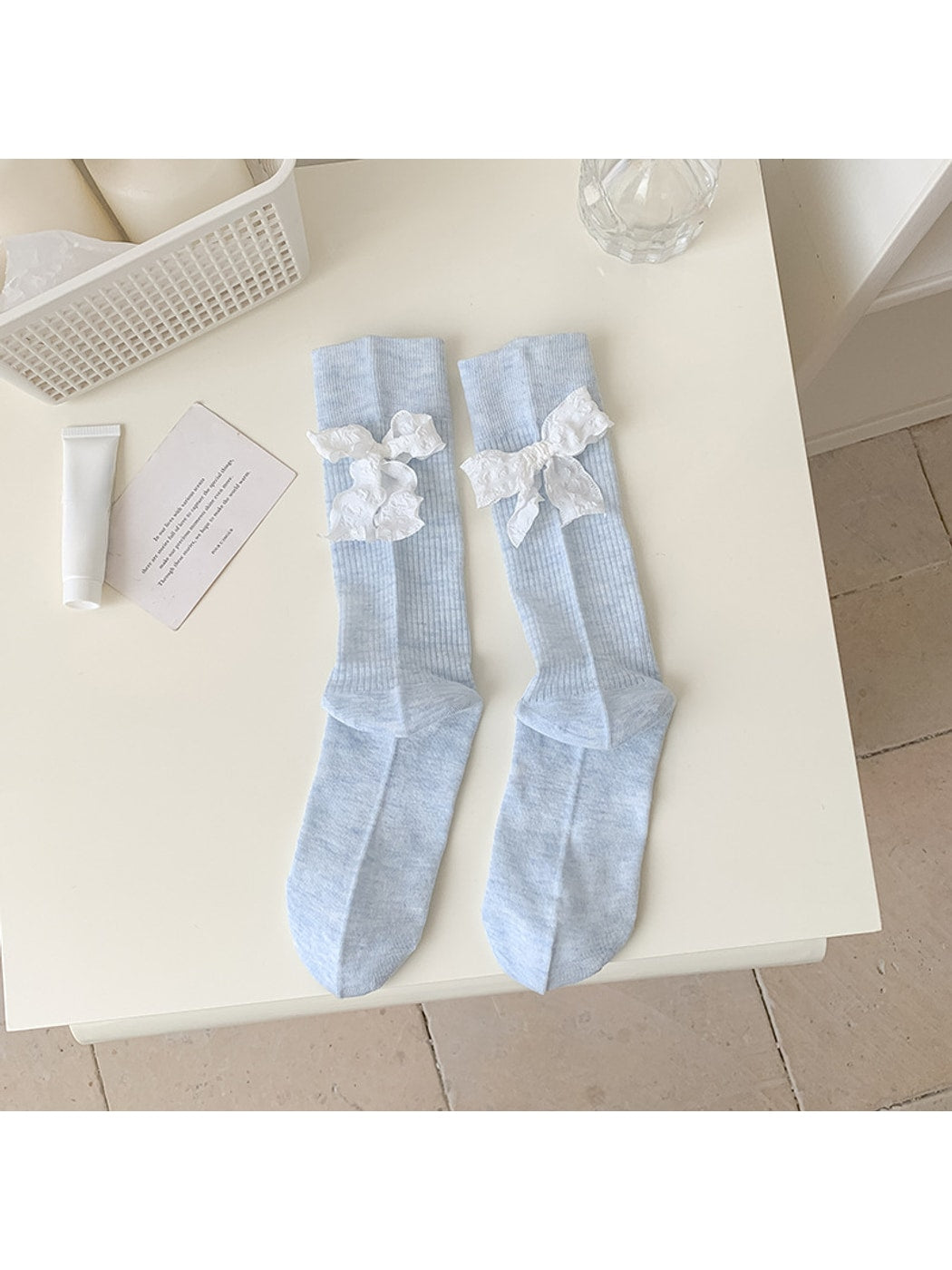 Rufia - Fresh Style Plaid Bow Ribbed Socks