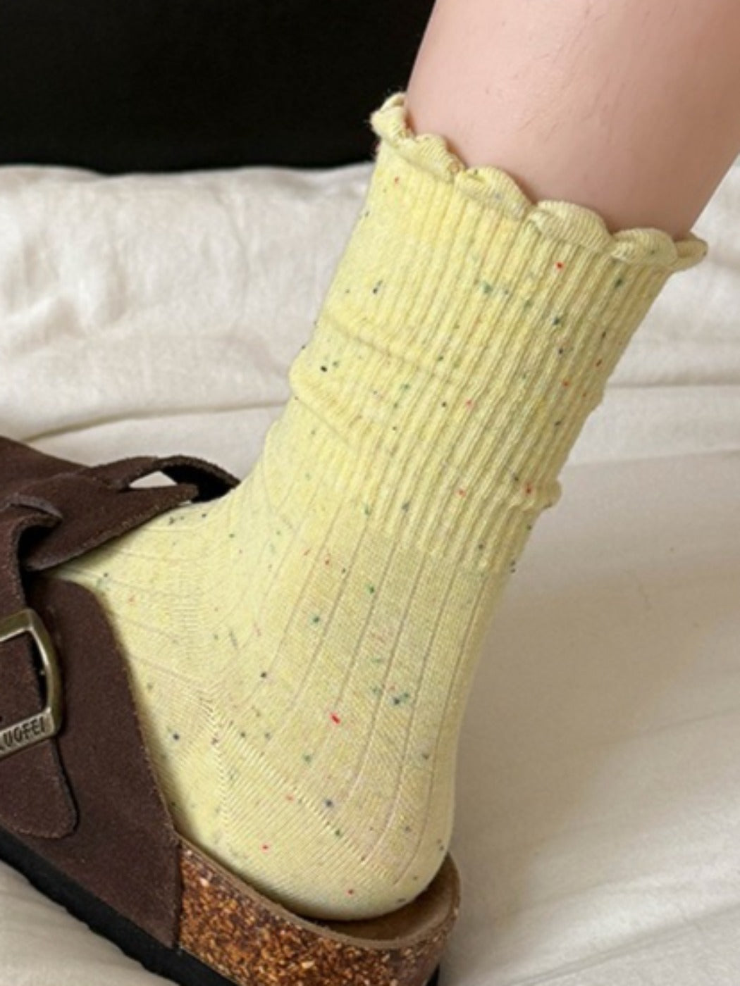 Rufia - Cute Ruffled Winter Socks with Colorful Starry Speckles