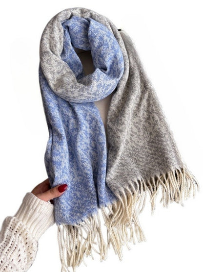 Scarvii - Color-Block Textured Fringe Scarf – Warm & Stylish