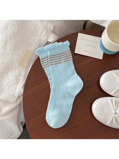 Rufia - Striped Button Detail Socks