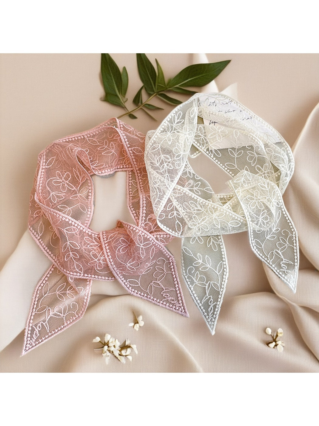 Scarvii - Sweet Floral Lace Ribbon Styling Scarf