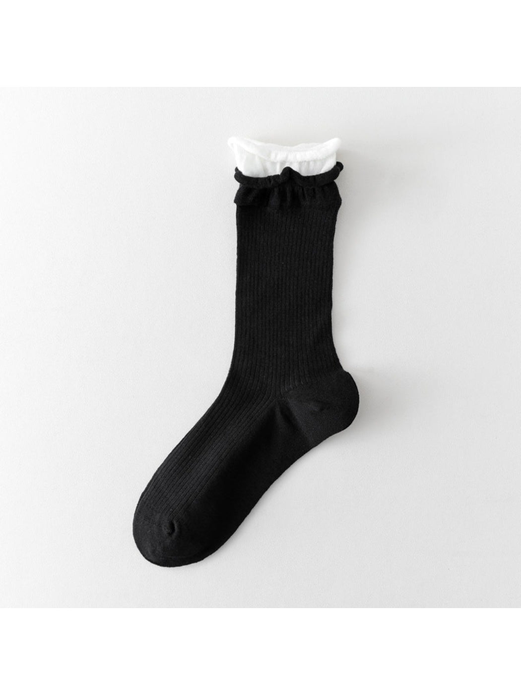 Rufia - Minimal Ribbed Contrast Edge Crew Socks
