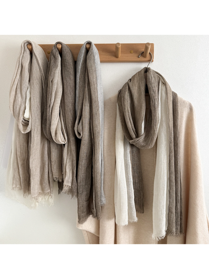 Scarvii - Color Block Crinkle Fringe Scarf
