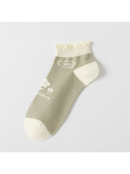 Rufia - Fresh Green Toned Print Ankle Socks