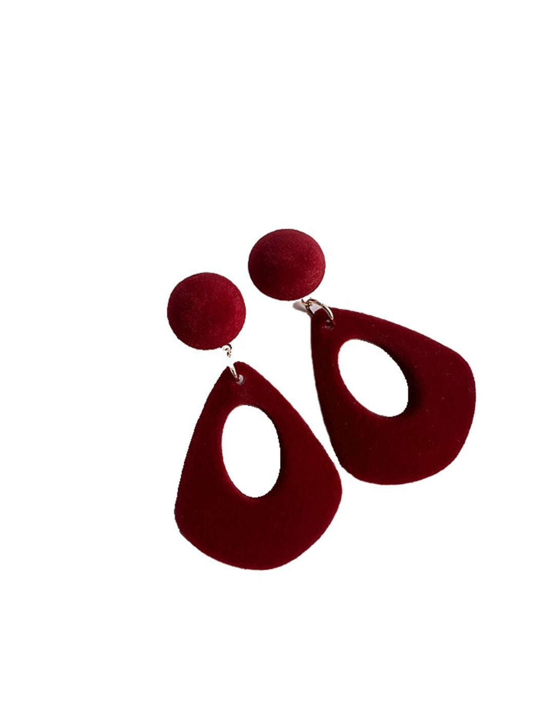 Earwish - Velvet Look Hollow Drop Earrings