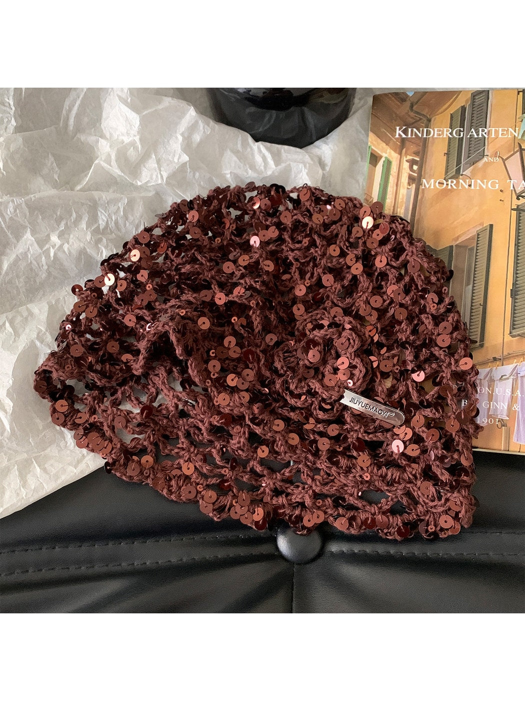 Haila - Foldable Openwork Floral Brimless Hat