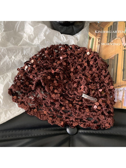 Haila - Foldable Openwork Floral Brimless Hat