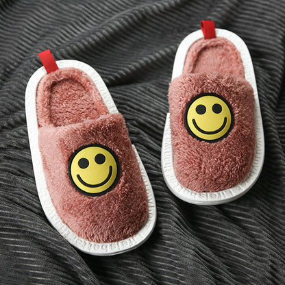 Close-up of smile face pattern on Slipeer slippers
