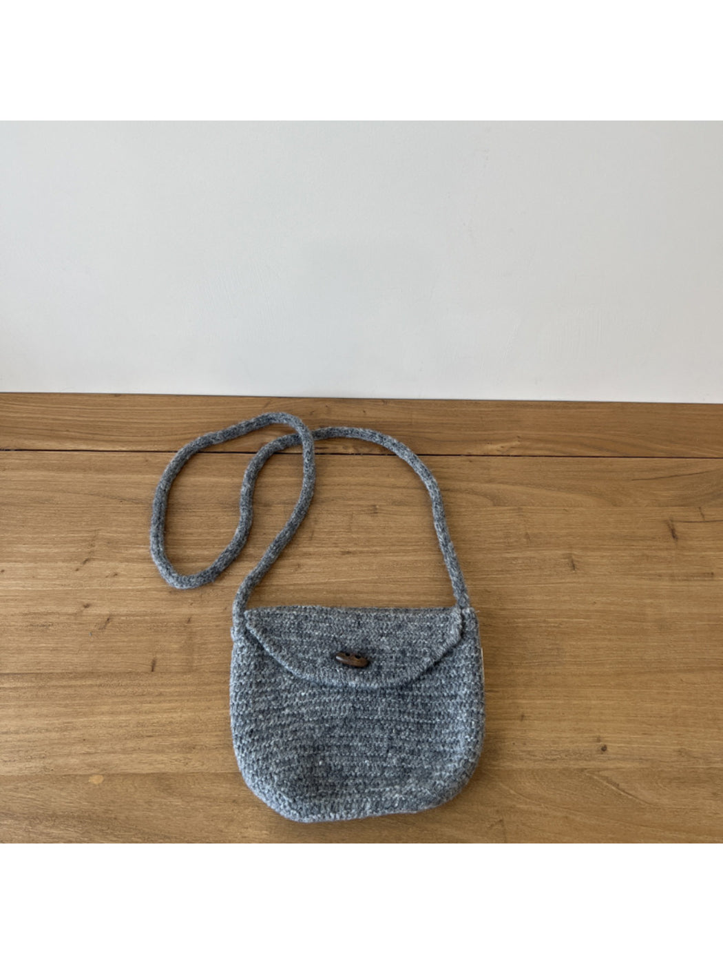Cosbai - Textured Knit Button Flap Crossbody Bag