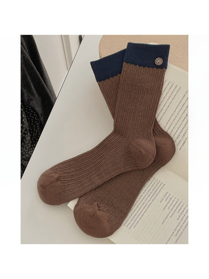 Rufia - Contrast Cuff Button Crew Socks product image 5