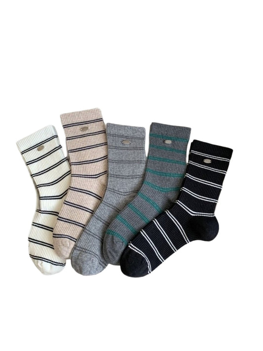 Rufia - Buckled Striped Knitted Capsule Socks for Women