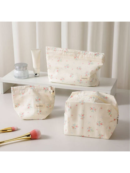 Cosbai - Sweet Floral Handheld Cosmetic Pouch Bag