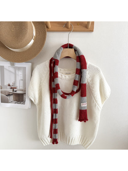 Scarvii - Soft Striped Knit Narrow Scarf