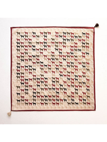 Scarvii - Horse Print Contrast Border Square Scarf