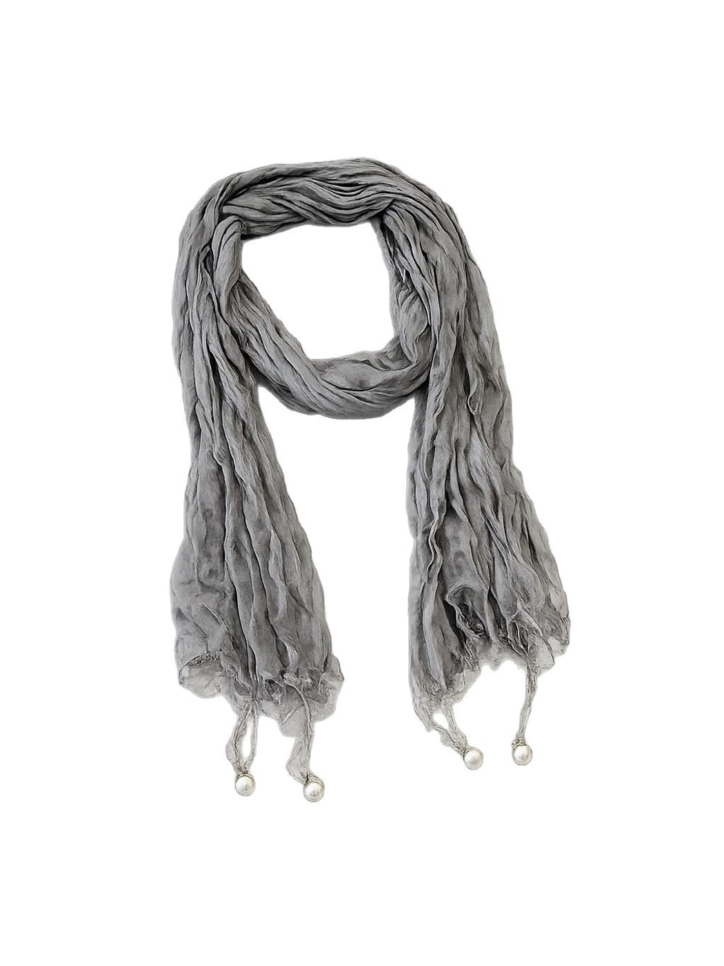 Scarvii - Elegant Solid Color Pleated Beaded Scarf