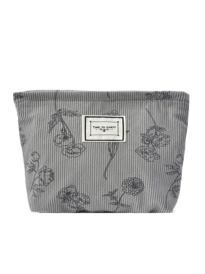 Cosbai - Floral Corduroy Portable Storage Bag
