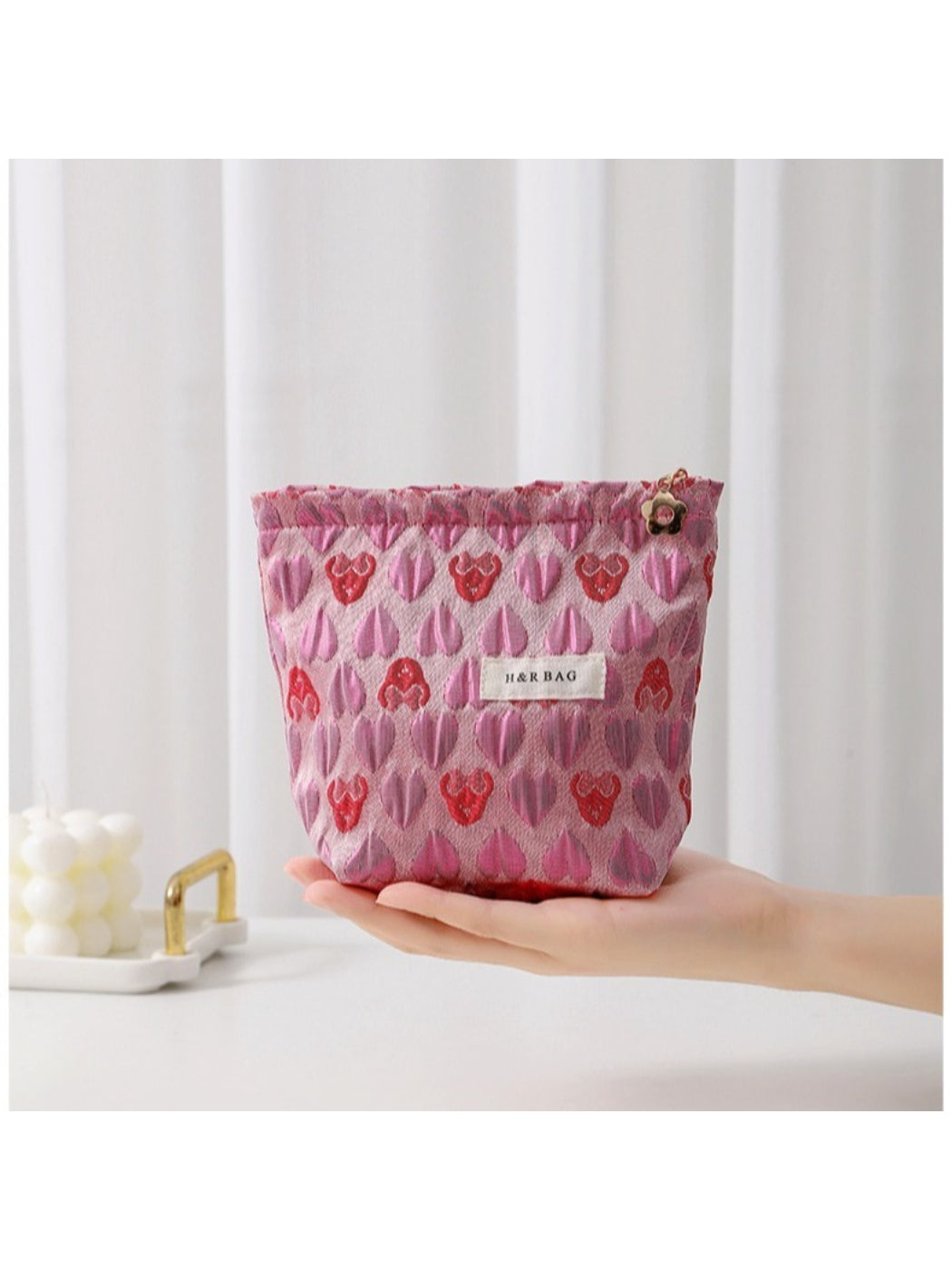 Cosbai - Heart Pattern Cosmetic Bag