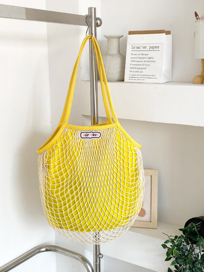 Top view of Cosbai double layer mesh beach tote bag with open