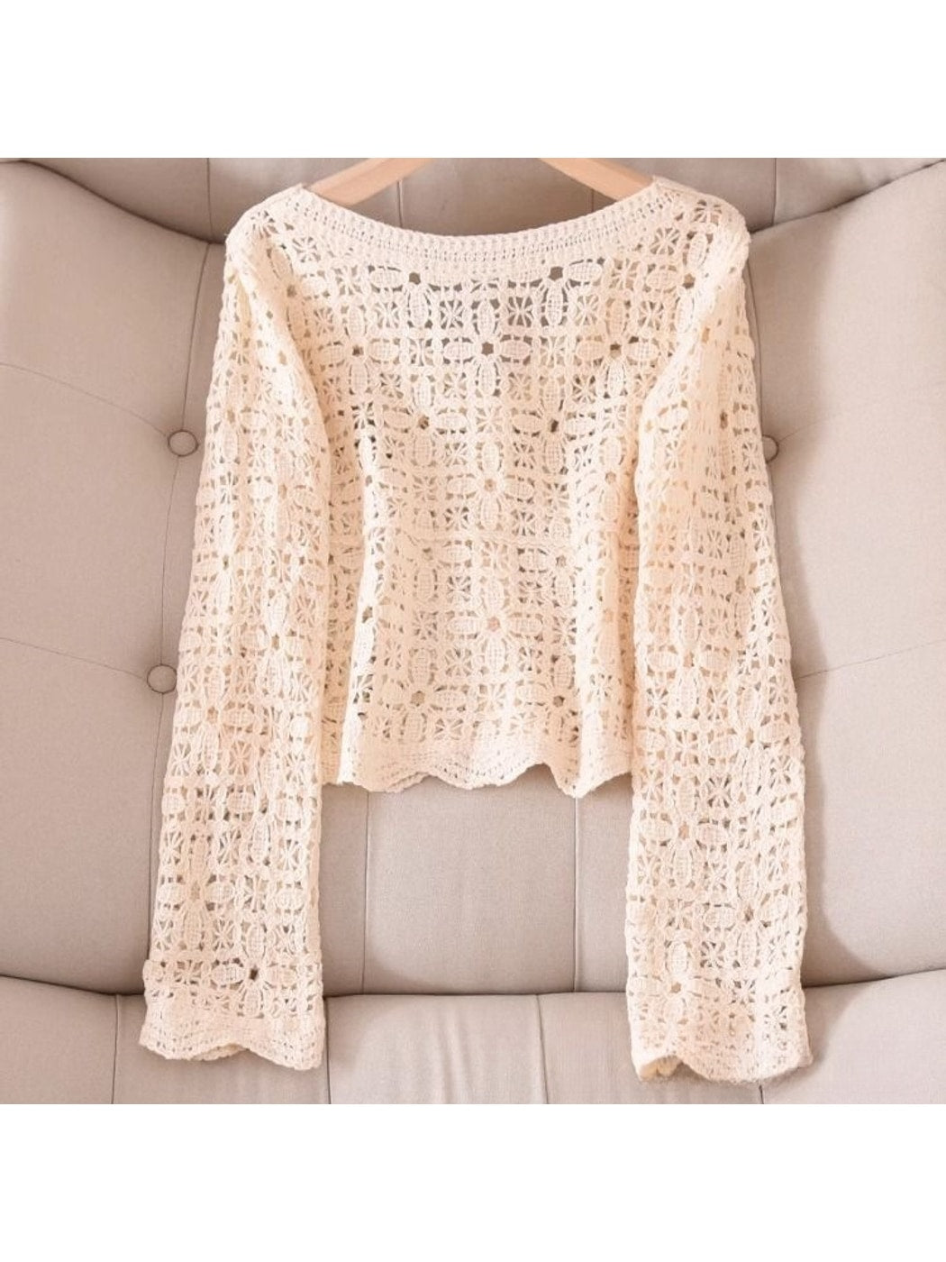 Crosa - Long Sleeve Short Style V Neck Knit Cardigan